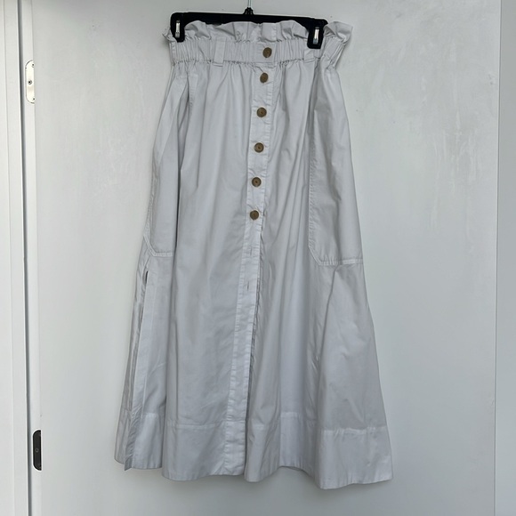 Everlane White Midi A-Line Skirt with Tie Front - Picture 5 of 7